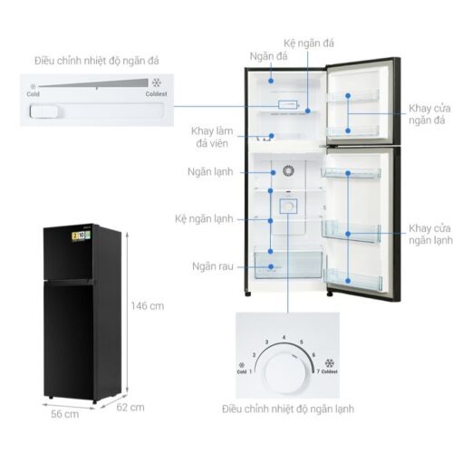 chi tiet tu lanh 2 canh 210 lit hitachi hrtn5230muvn