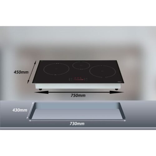 Kích thước bếp từ Lorca 3 vùng nấu LCI 309 PLus lắp âm