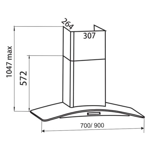 Máy hút mùi áp tường Faster FS 3588C2-70 3 kich thuoc may hut mui ap tuong faster fs 3588c2 70