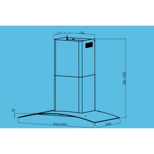 Máy hút mùi kính cong Tomate TOM 3159B‐T7 3 kich thuoc may hut mui kinh cong tomate tom 3159b‐t7