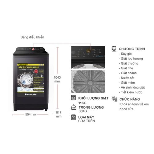 kich thuoc may giat panasonic 11 kg na f110a9brv cua tren