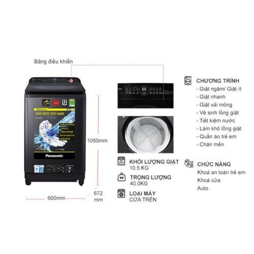 kich thuoc may giat panasonic inverter 10 5 kg na fd10ar1bv cua tren 1