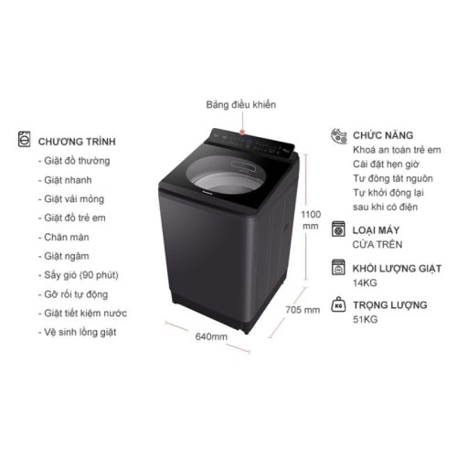 kich thuoc may giat panasonic inverter 14 kg na fd14v1brv cua tren