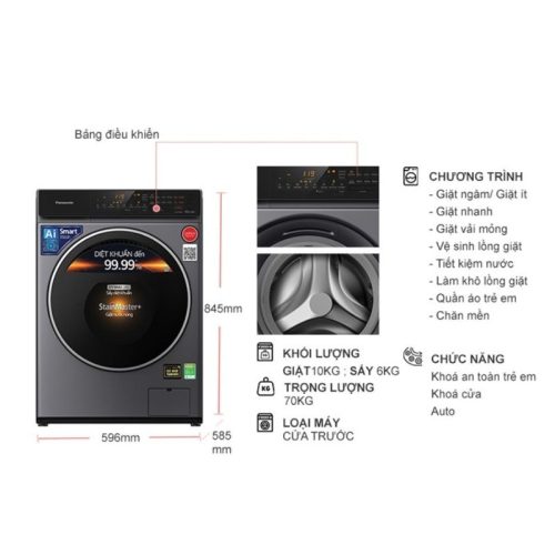 kich thuoc may giat say panasonic inverter giat 10 kg say 6 kg na s106fc1lv