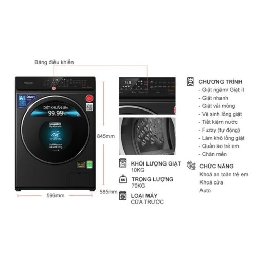 Máy Giặt Sấy Panasonic Inverter Giặt 10 Kg - Sấy 6 Kg NA-S106FR1BV 4 kich thuoc may giat say panasonic inverter giat 10 kg say 6 kg na s106fr1bv