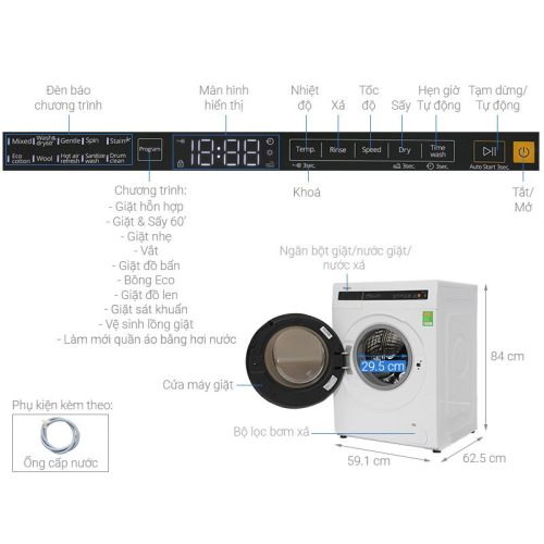 kich thuoc may giat say whirlpool inverter giat 10 5 kg say 7 kg wweb10702fw