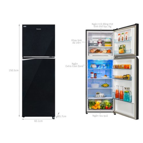 kich thuoc tu lanh 2 canh inverter 268 lit panasonic nr tv301bpkv