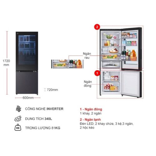 kich thuoc tu lanh 2 canh inverter 340 lit lg lbb33blmai