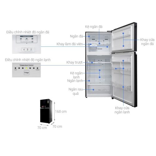 kich thuoc tu lanh 2 canh inverter 393 lit lg gn l422gb