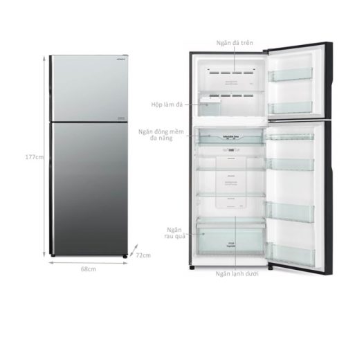 kich thuoc tu lanh 2 canh inverter 406 lit hitachi r fvx510pgv9 mir