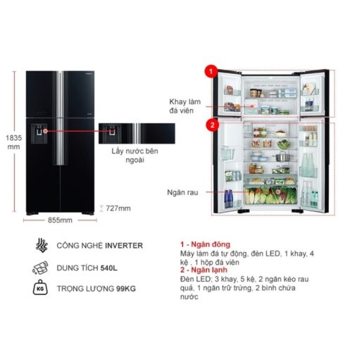 kich thuoc tu lanh 4 canh multi door inverter 540 lit hitachi r fw690pgv7 gbk