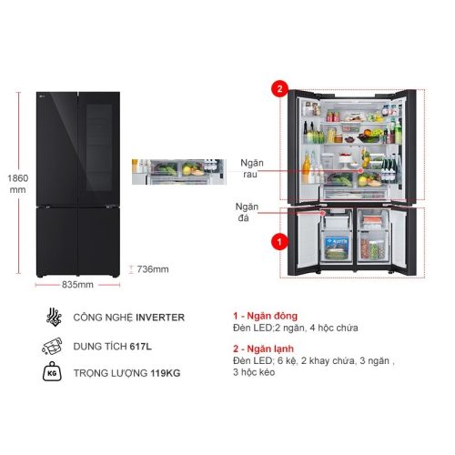 kich thuoc tu lanh 4 canh multi door inverter 617 lit lg lfb61blgai