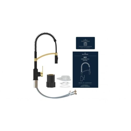 Vòi rửa bát Wasserwerk WK 3 black/matt gold, with spiral spring 700558 4 chi tiet voi rua bat wasserwerk wk 3 black matt gold with spiral spring 700558