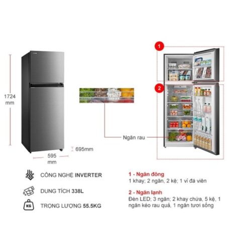 kich thuoc tu lanh 2 canh inverter 338 lit toshiba gr rt468we pmv58 mm