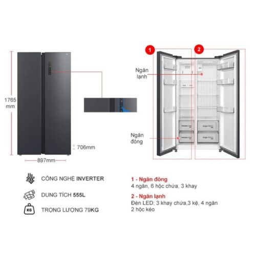kich thuoc tu lanh 2 canh side by side inverter 555 lit toshiba gr rs696wi pmv60 ag