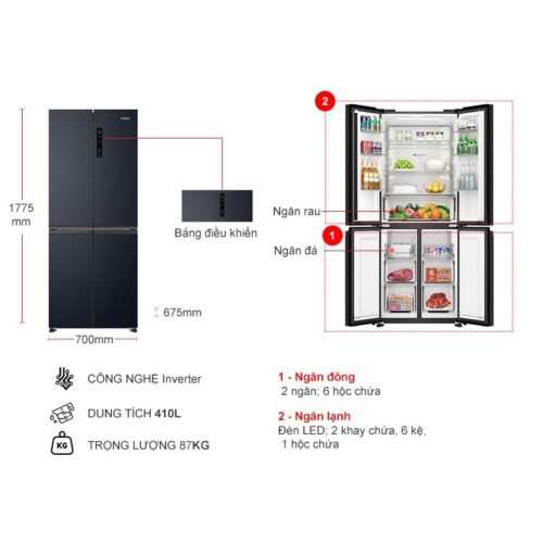 kich thuoc tu lanh 4 canh multi doors inverter 410 lit aqua aqr m466xacbc