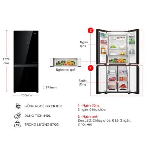 kich thuoc tu lanh 4 canh multi doors inverter 410 lit aqua aqr m466xagb