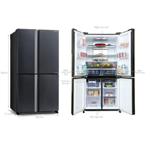 kich thuoc tu lanh 4 canh multi doors inverter 572 lit sharp sj fx640v sl