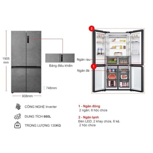 kich thuoc tu lanh 4 canh multi doors inverter 660 lit aqua aqr m727xagsu1