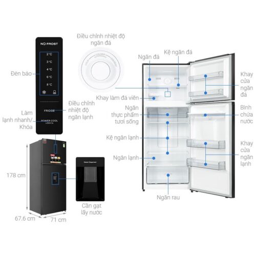 thong so tu lanh 2 canh ngan da tren 417 lit sharp sj x417wd dg