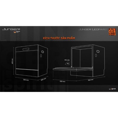 Máy rửa bát độc lập Junger Leopard DWJ-100 5 kich thuoc may rua bat junger leopard dwj 100