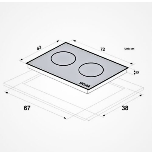 Kích thước bếp từ đôi Spelier SPV T06 lắp âm
