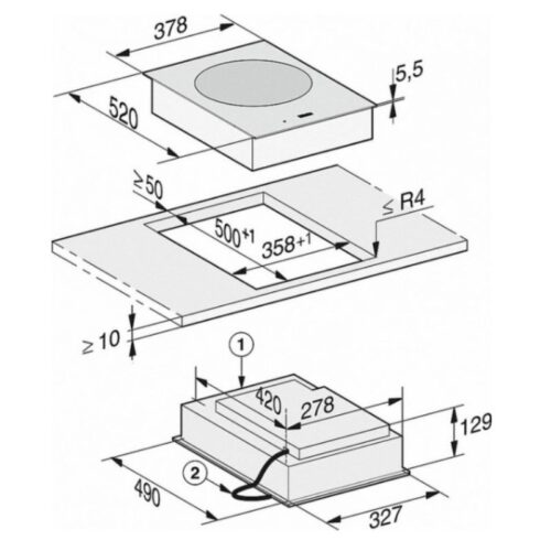 Bếp Domino Miele 1 vùng nấu CS 7641 FL lắp âm 4 kich thuoc bep domino miele 1 vung nau cs 7641 fl lap am