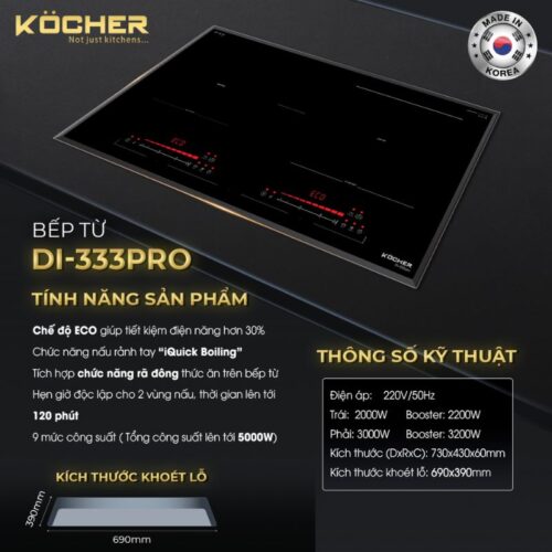kich thuoc bep tu 2 vung nau kocher di 333pro