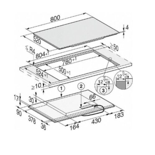 Bếp từ đa điểm Miele 4 vùng nấu KM 7474 FL lắp âm 4 kich thuoc bep tu da diem miele 4 vung nau km 7474 fl lap am