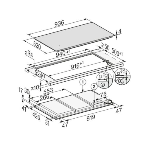 Bếp từ đa điểm Miele KM 7897-2 FL lắp âm 4 kich thuoc bep tu da diem miele km 7897 2 fl lap am
