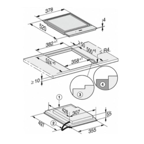Bếp từ Domino Miele 2 vùng nấu CS 7612 FL lắp âm 4 kich thuoc bep tu domino miele 2 vung nau cs 7612 fl lap am