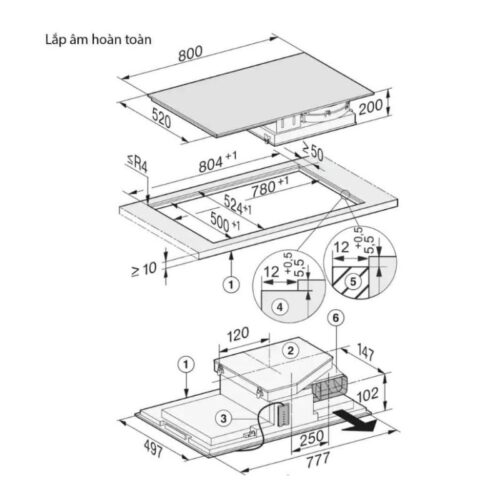 kich thuoc bep tu ket hop hut mui miele 4 vung nau kmda 7476 lap am