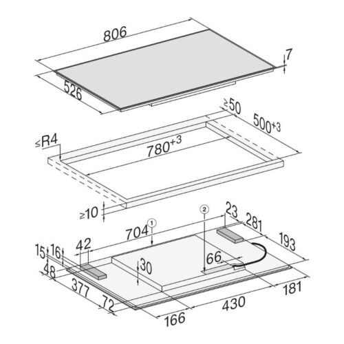 kich thuoc bep tu miele 4 vung nau km 7174 fr lap am