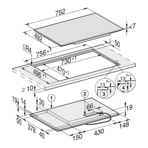 kich thuoc bep tu miele 4 vung nau km 7414 fx lap am