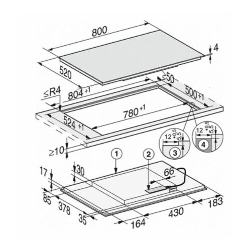 kich thuoc bep tu miele 4 vung nau km 7574 fl lap am