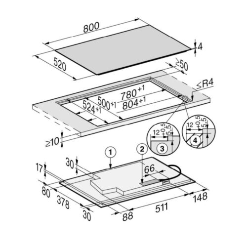 kich thuoc bep tu miele 4 vung nau km 7679 fl lap am