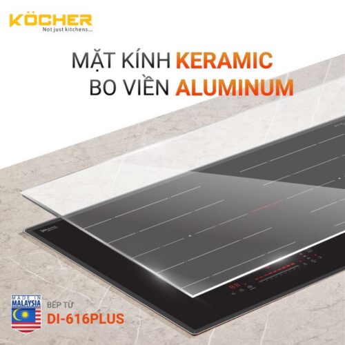 mat kinh bep tu 2 vung nau kocher di 616plus