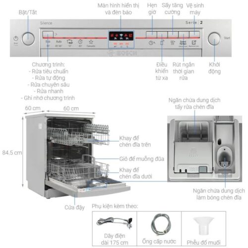 Máy rửa bát Bosch SMS2ITI12E serie 2, độc lập 3 remote may rua bat bosch sms2iti12e