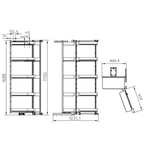 Kích thước tủ đồ khô Hafele 504.68.382