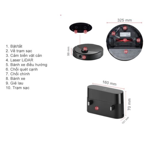 size robot hut bui lau nha roborock q10vf